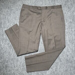 Brooks Brothers 1818 Slim Reda 1865 Wool Pants Men 38x30 Brown Stretch Office